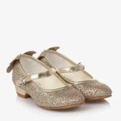 Girls Gold Glitter Butterfly Shoes