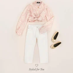 Girls Gold Leather Medusa Pumps