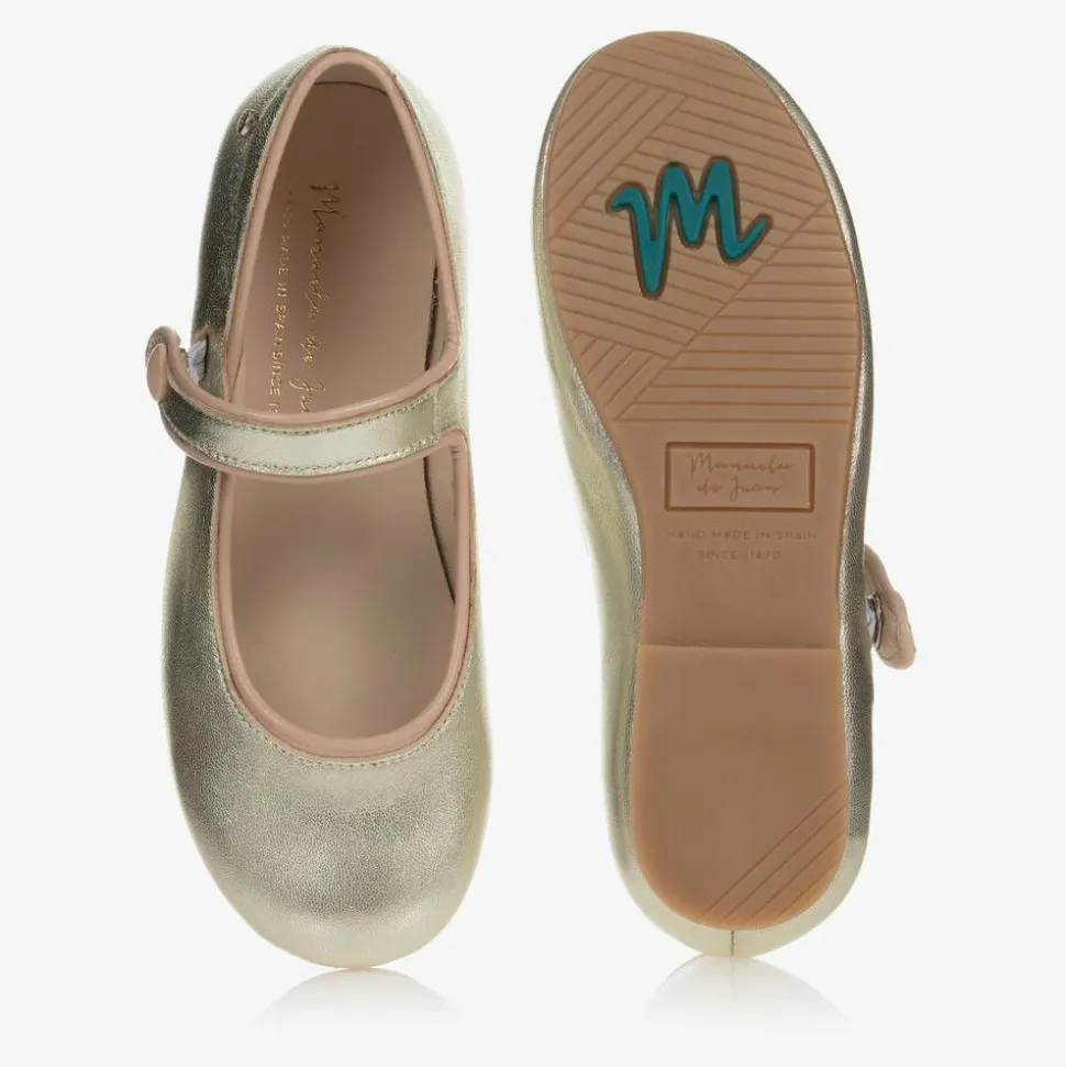 Girls Gold Leather Pumps