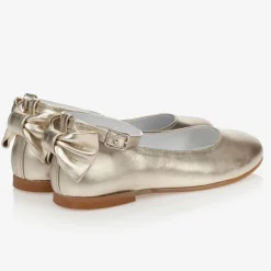 Girls Gold Leather Shoes