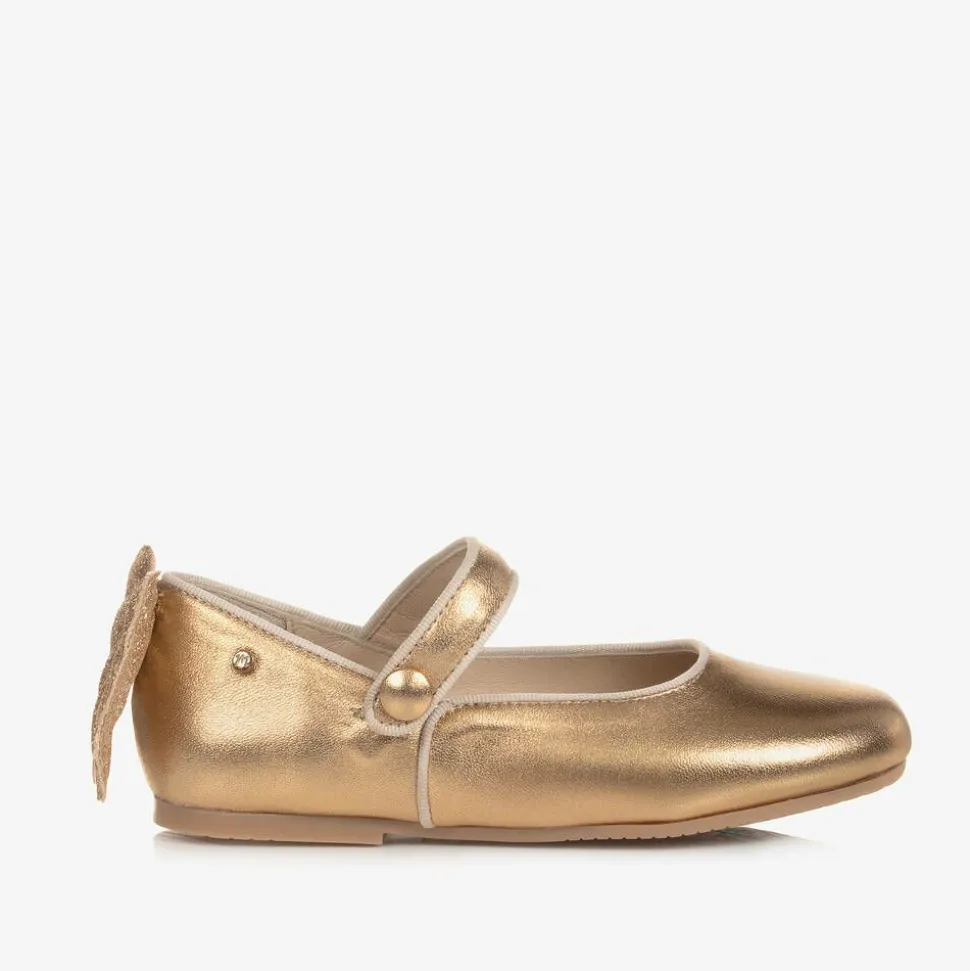 Girls Gold Leather Shoes
