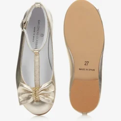 Girls Gold Leather Shoes