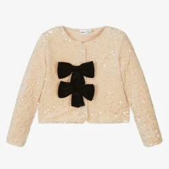 Girls Gold Sequinned Cardigan
