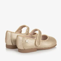 Girls Gold Sequinned Velcro Shoes