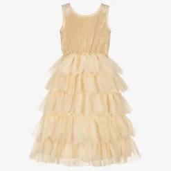 Girls Gold Sleeveless Sequin Dress