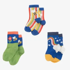 Girls Green & Blue Cotton Socks (3 Pack)