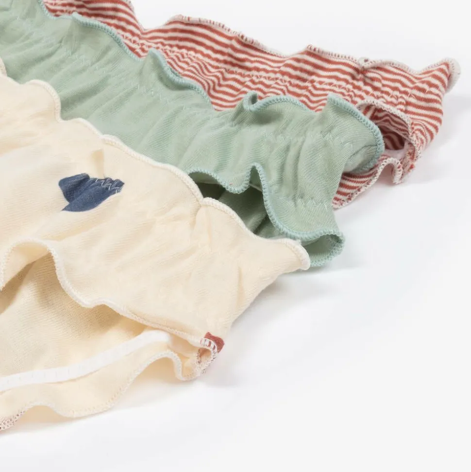 Girls Green & Red Cotton Knickers (3 Pack)