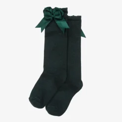 Girls Green Cotton Knee Length Socks