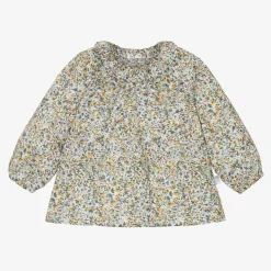 Girls Green Cotton Liberty Floral Blouse