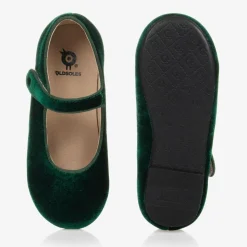 Girls Green Velvet Shoes