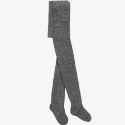 Girls Grey & Silver Cotton Tights