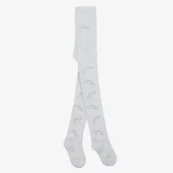 Girls Grey Knit Diamanté Tights