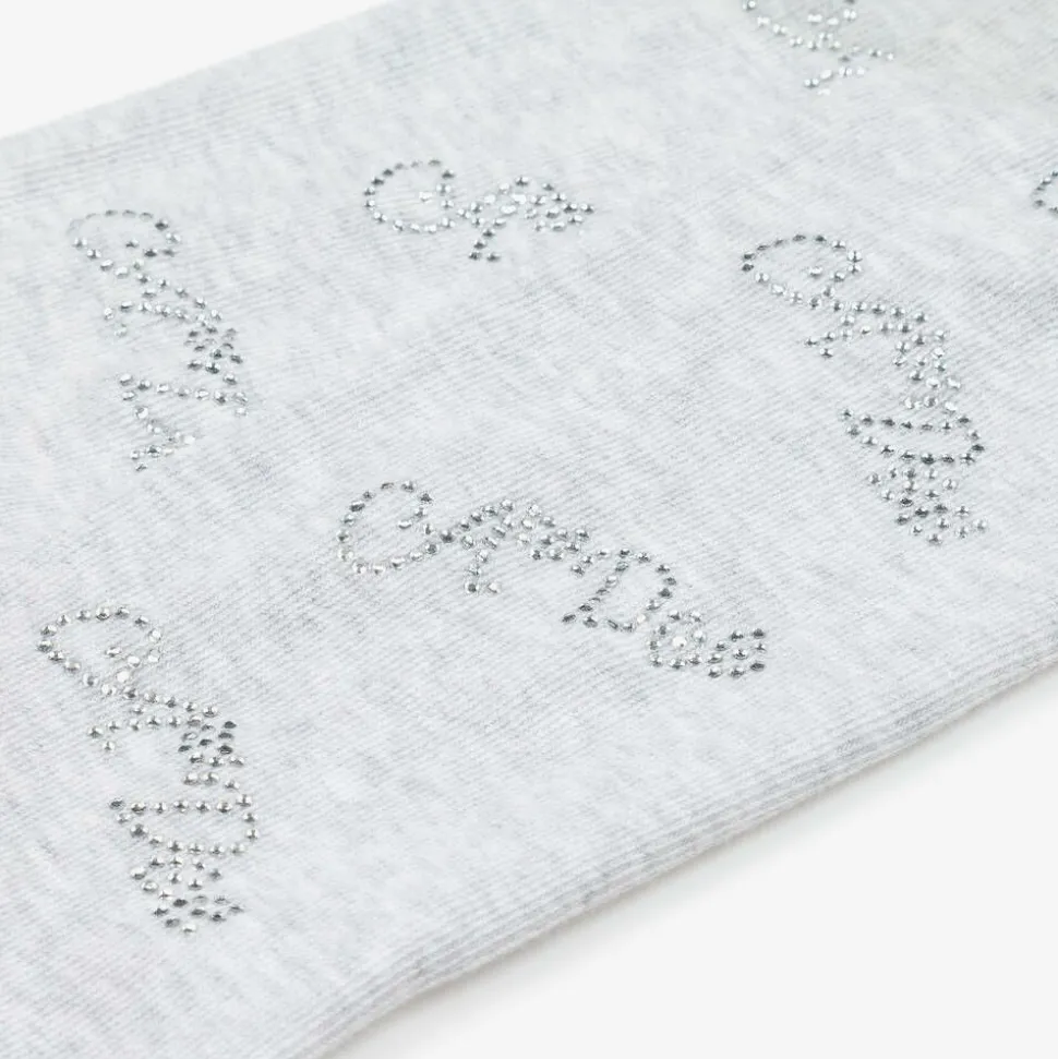 Girls Grey Knit Diamanté Tights