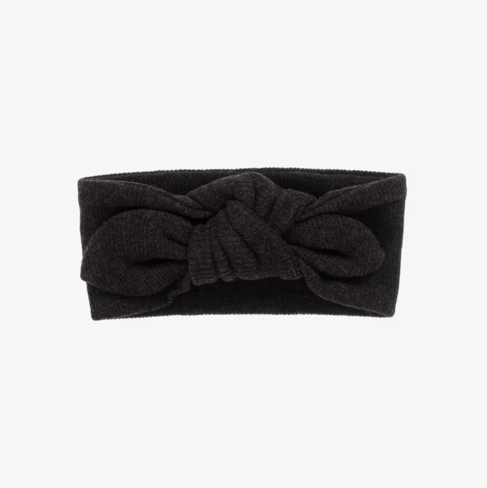 Girls Grey Knitted Bow Headband