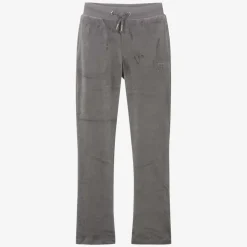 Girls Grey Velour Flared Joggers