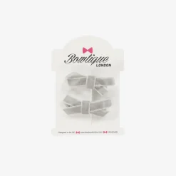 Girls Grey Velvet Bow Hair Clips (2 Pack)