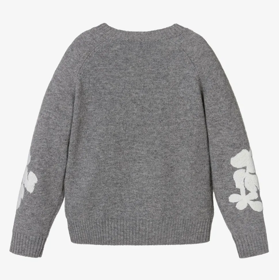 Girls Grey Wool Knit Jumper