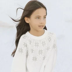 Girls Ivory & Gold Star Wool Sweater