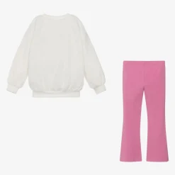 Girls Ivory & Pink Leggings Set