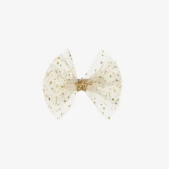 Girls Ivory & Gold Hair Clip (10cm)
