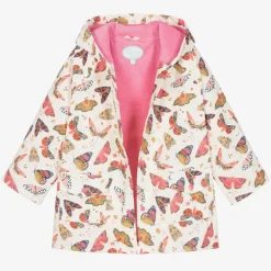 Girls Ivory Butterfly Raincoat