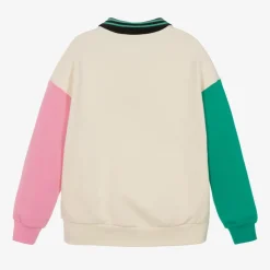 Girls Ivory Colourblock Cotton Sweatshirt