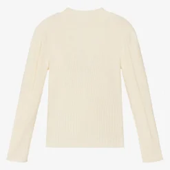 Girls Ivory Cotton & Wool Turtleneck Sweater
