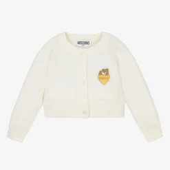Girls Ivory Cotton & Wool Cardigan