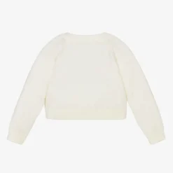 Girls Ivory Cotton & Wool Cardigan