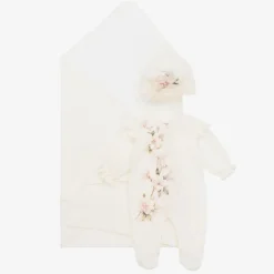 Girls Ivory Cotton Babygrow Set