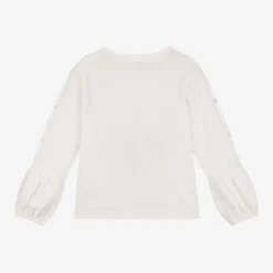 Girls Ivory Cotton Ballet Shoes Top