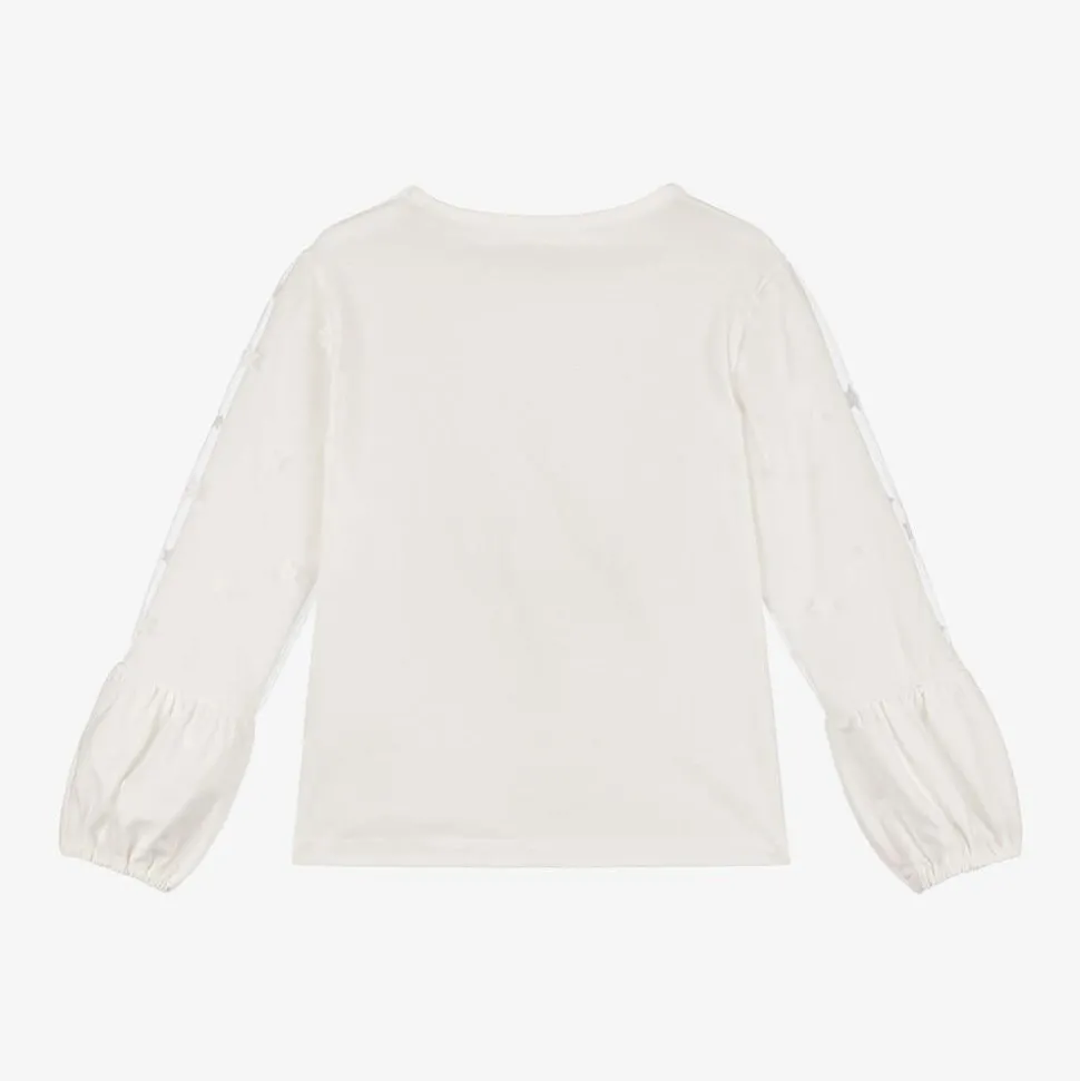 Girls Ivory Cotton Ballet Shoes Top