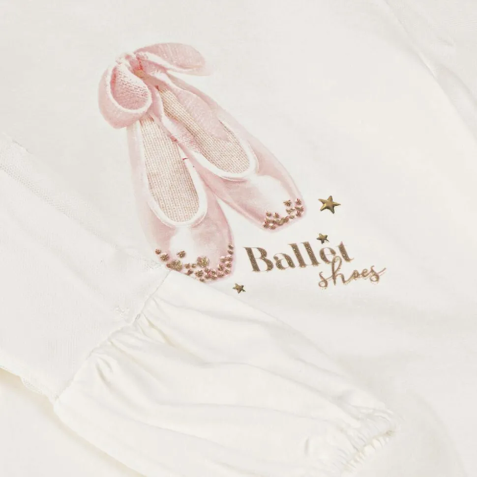 Girls Ivory Cotton Ballet Shoes Top