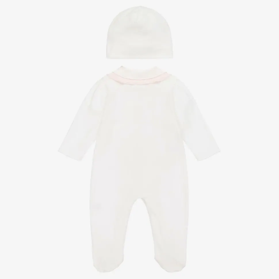 Girls Ivory Cotton Floral Babysuit Set