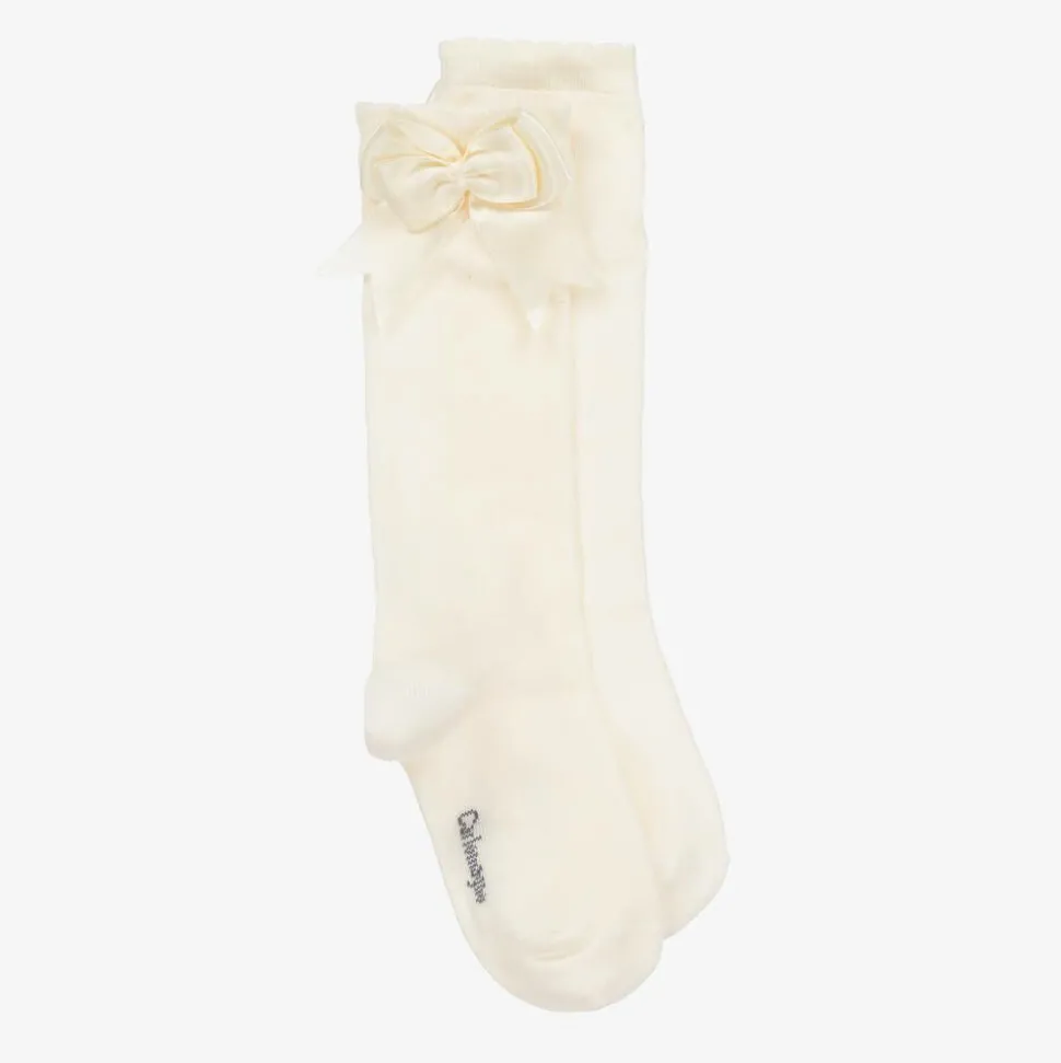 Girls Ivory Cotton Knee Length Socks
