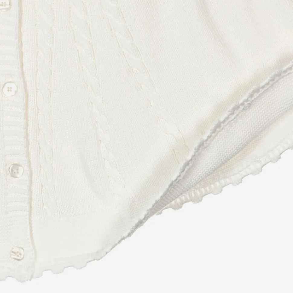 Girls Ivory Cotton Knit Cape