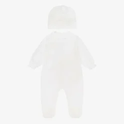 Girls Ivory Cotton Peacock Babysuit Set