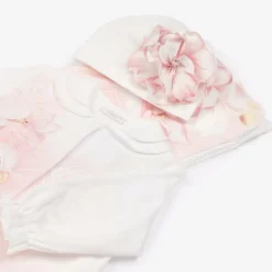 Girls Ivory Cotton Peacock Babysuit Set