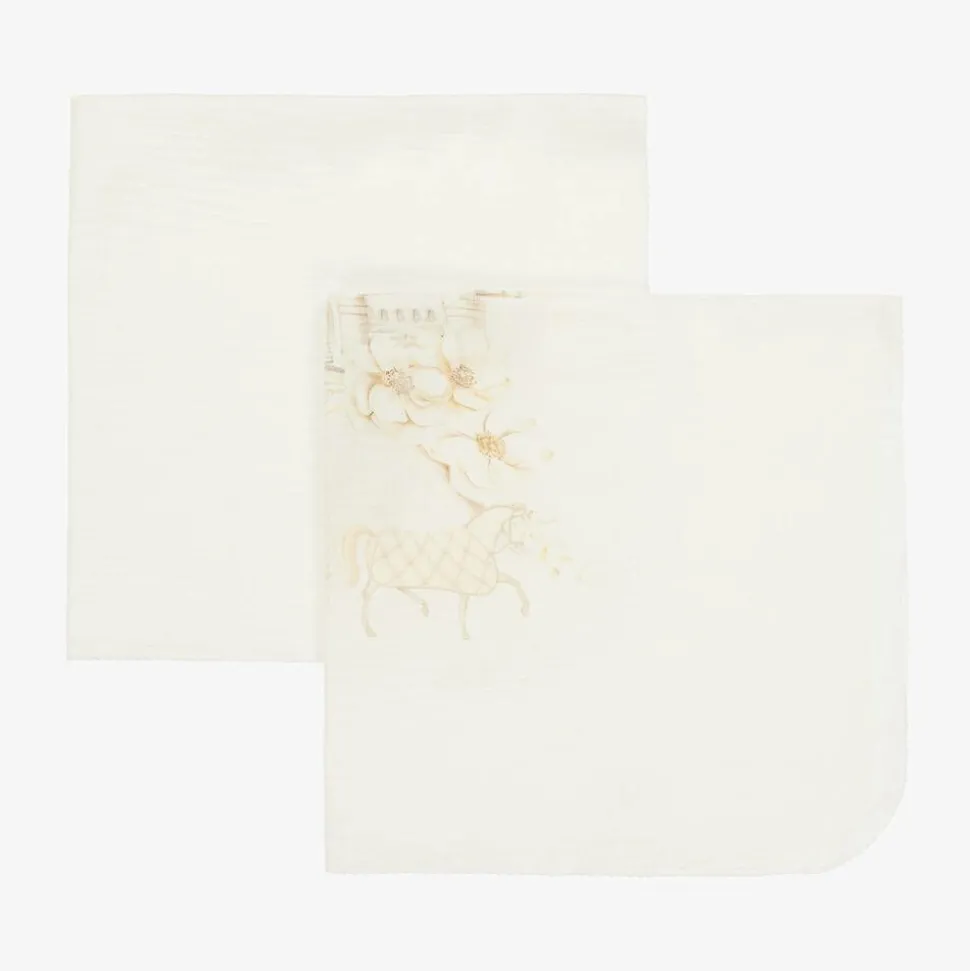 Girls Ivory Cotton Princess Muslins (2 Pack)