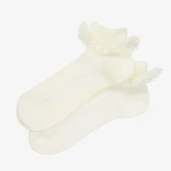 Girls Ivory Cotton Ruffle Socks