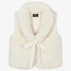 Girls Ivory Faux Fur Gilet