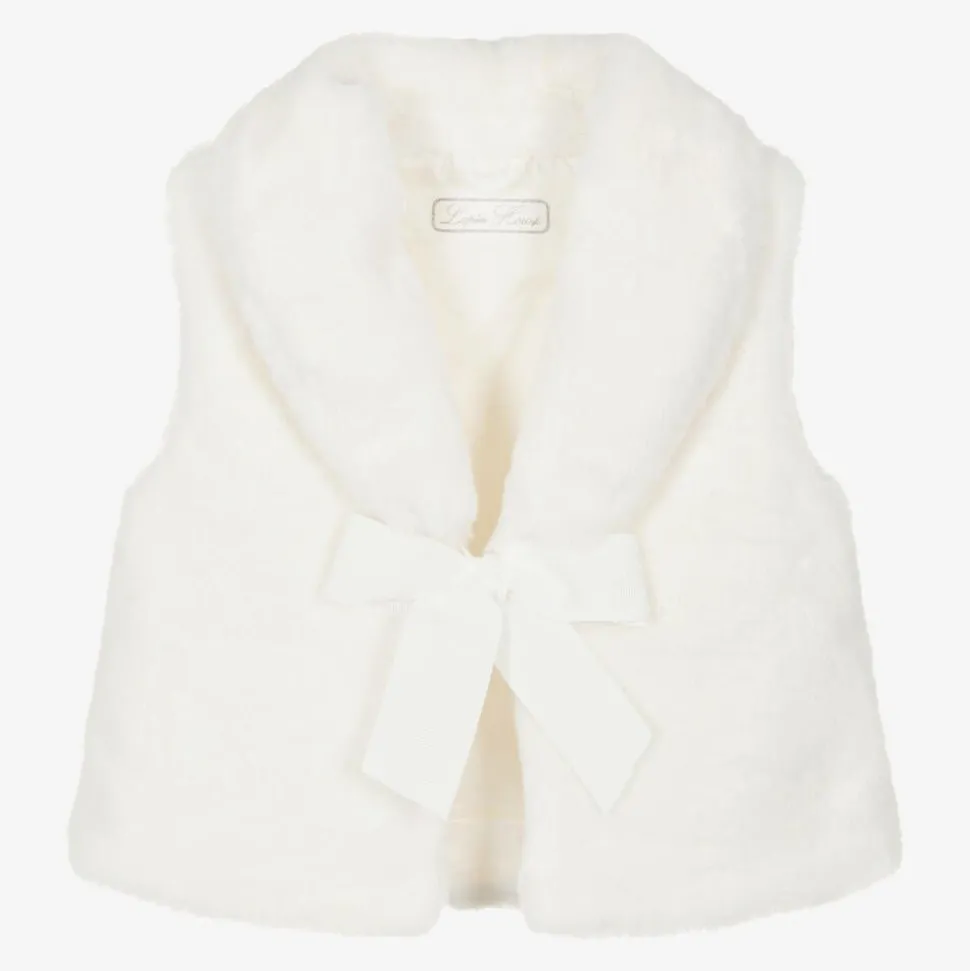 Girls Ivory Faux Fur Gilet