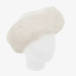 Girls Ivory Faux Fur Headband