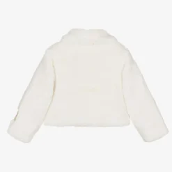 Girls Ivory Faux Fur Jacket