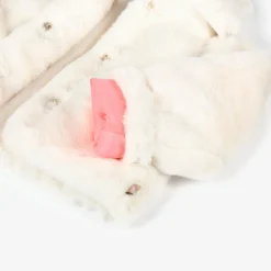 Girls Ivory Faux Fur Jacket