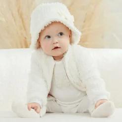 Girls Ivory Faux Fur Jacket