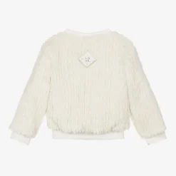 Girls Ivory Faux Fur Jacket