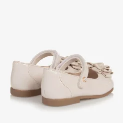 Girls Ivory Faux Patent Leather Shoes