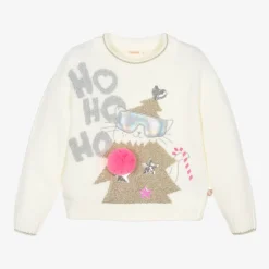 Girls Ivory Festive Knitted Sweater