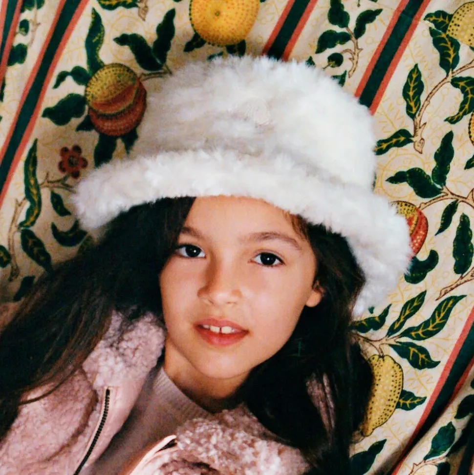 Girls Ivory Fluffy Faux Fur Hat